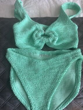 Hunza G Mint Green Seersucker Knot Bikini